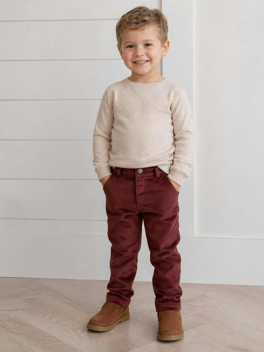 Boys Velour Straight Leg Dress Pants