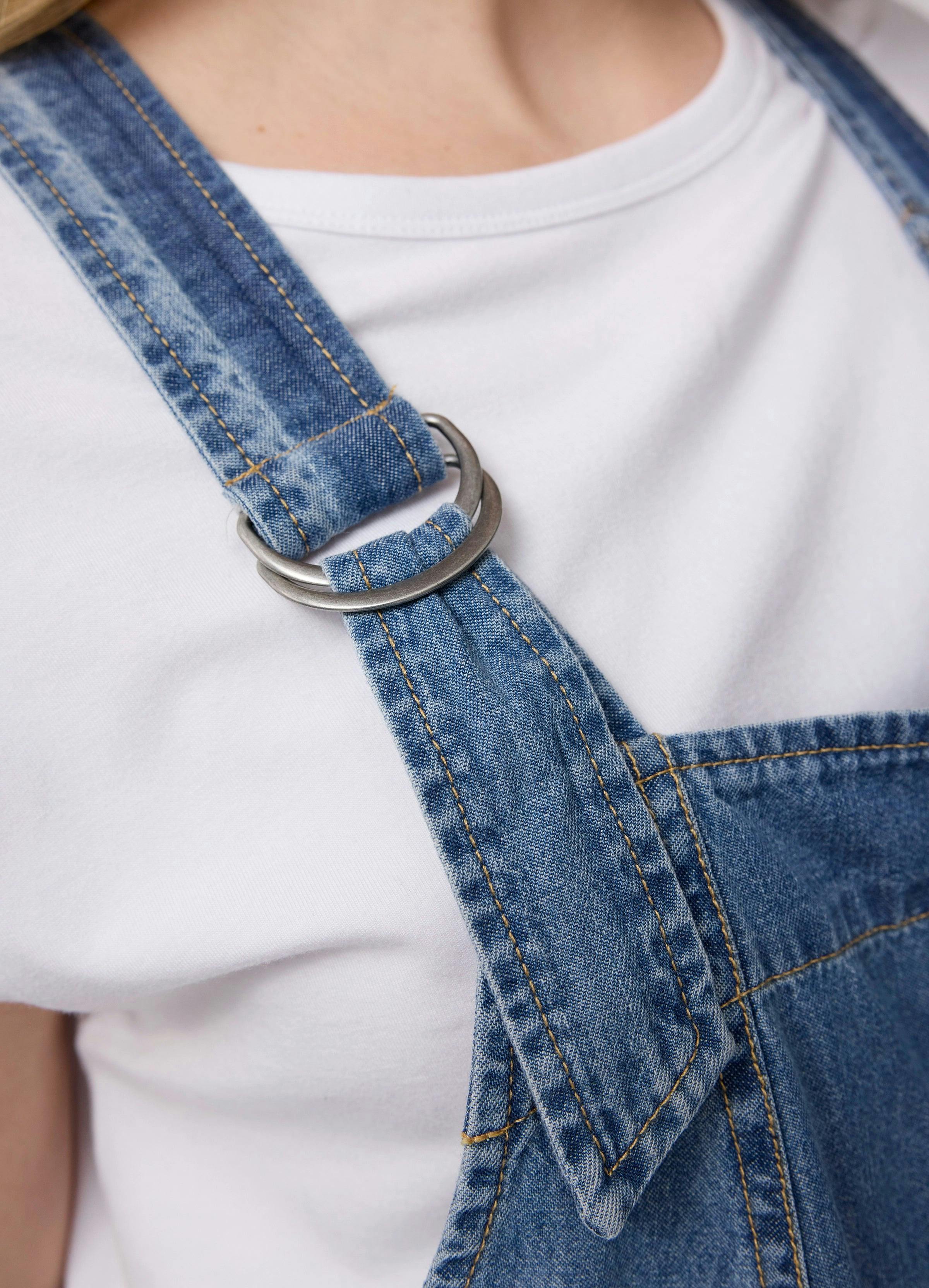 Ankle Tapered Leg Denim Maternity Overall