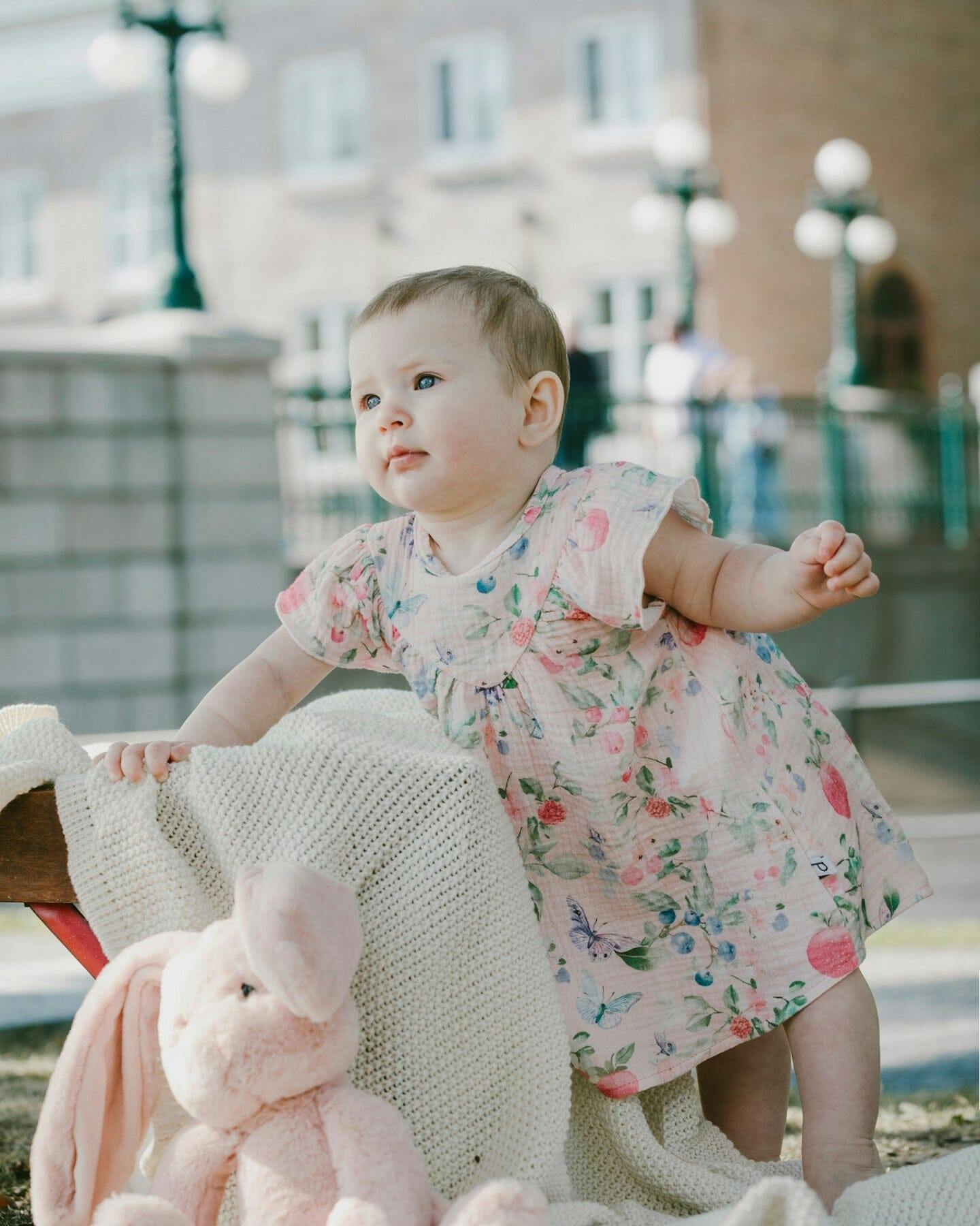 Cotton Muslin Dress And Bloomer Set Pink Printed Berries