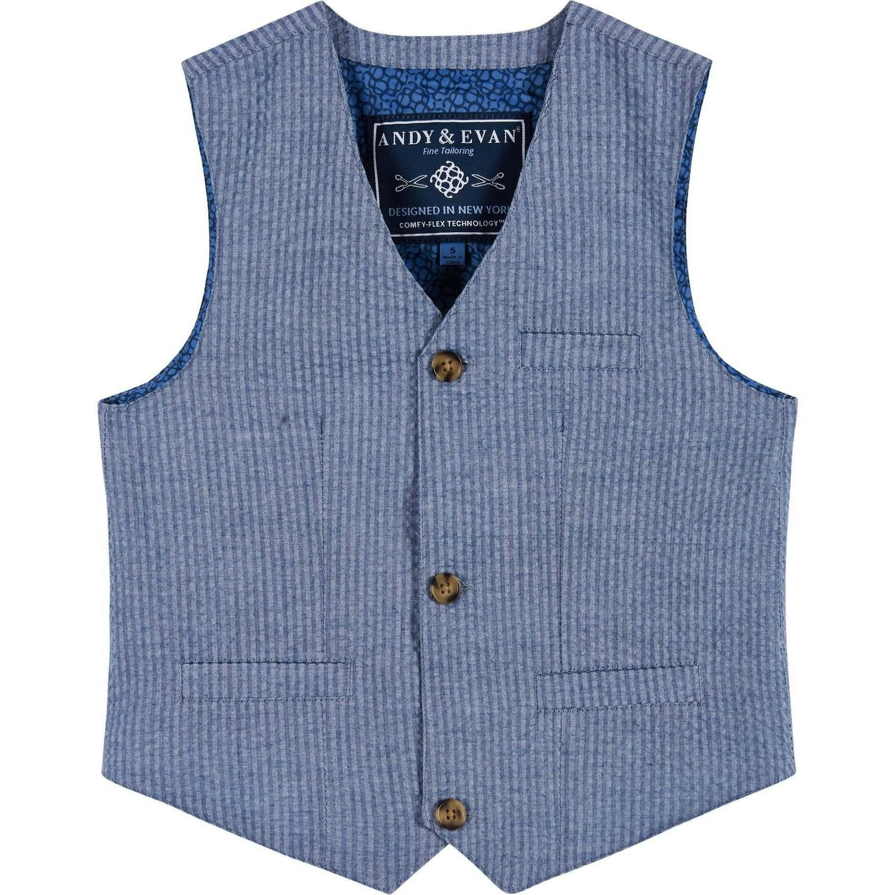 Boys (2-3) Seersucker Vest Suit Set | Blue & Pink