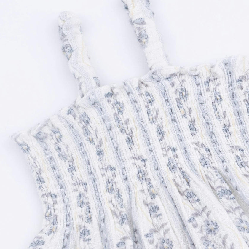 Kimberly Floral Stripe - Smocked Romper