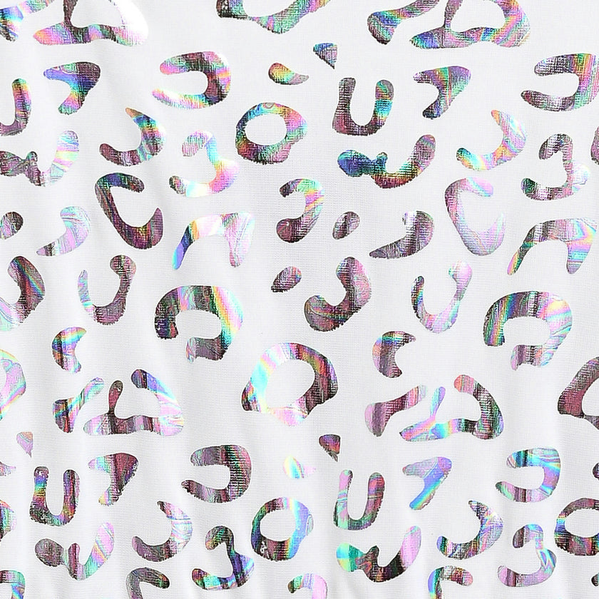 White Arlisse Holographic Leopard Dress
