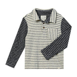 TROY Cream/Navy Stripe Polo