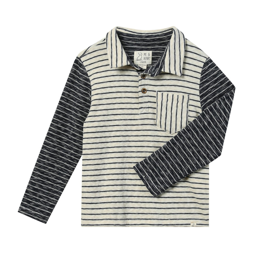 TROY Cream/Navy Stripe Polo