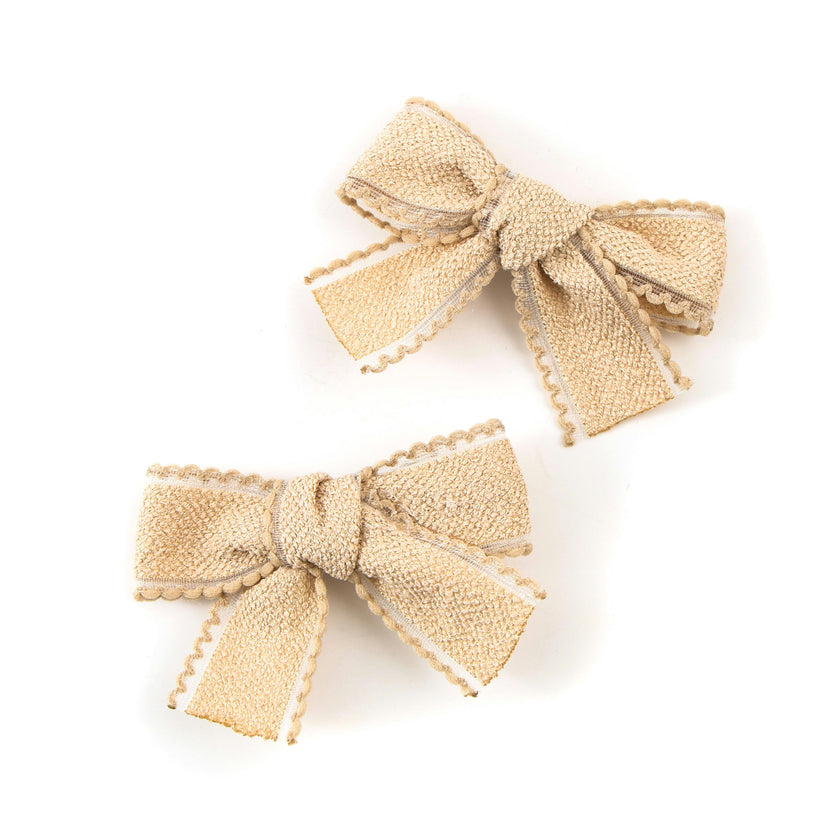 Halo Luxe Esmae Lace Trimmed Linen Double Clip Set - Taupe