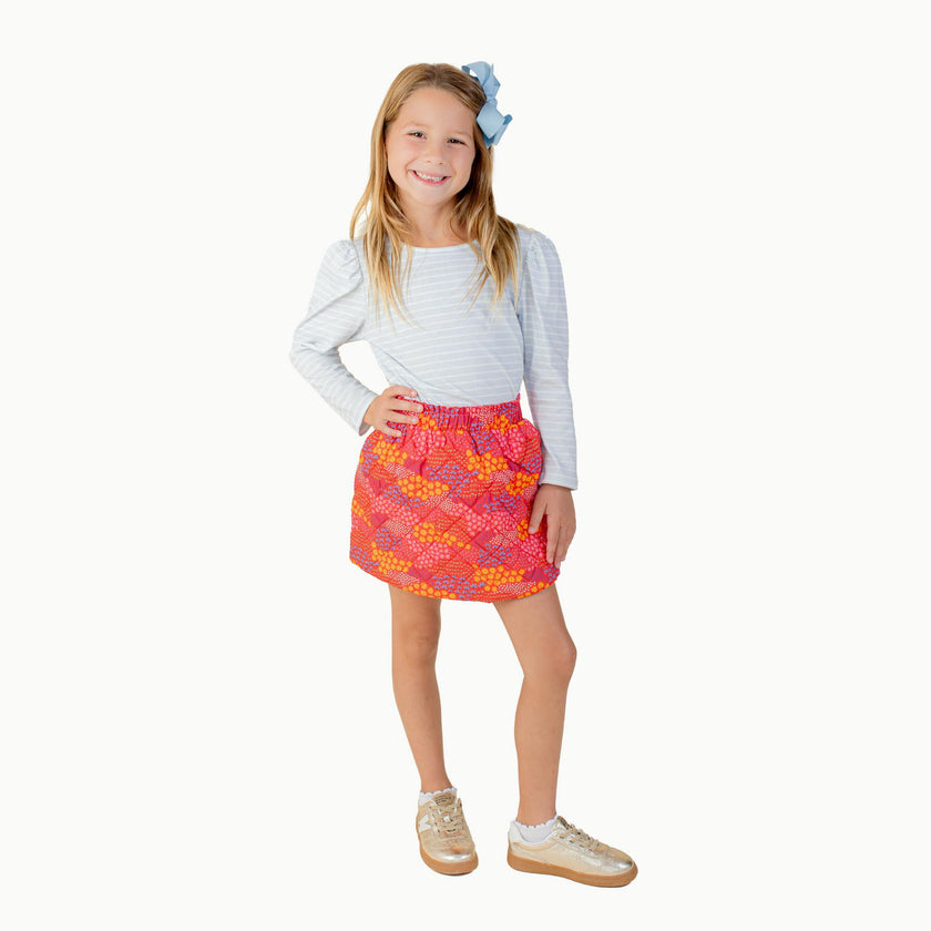 Quilted Skirt in Red Floral