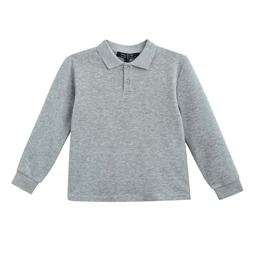 Gray Long-Sleeve Polo Shirt