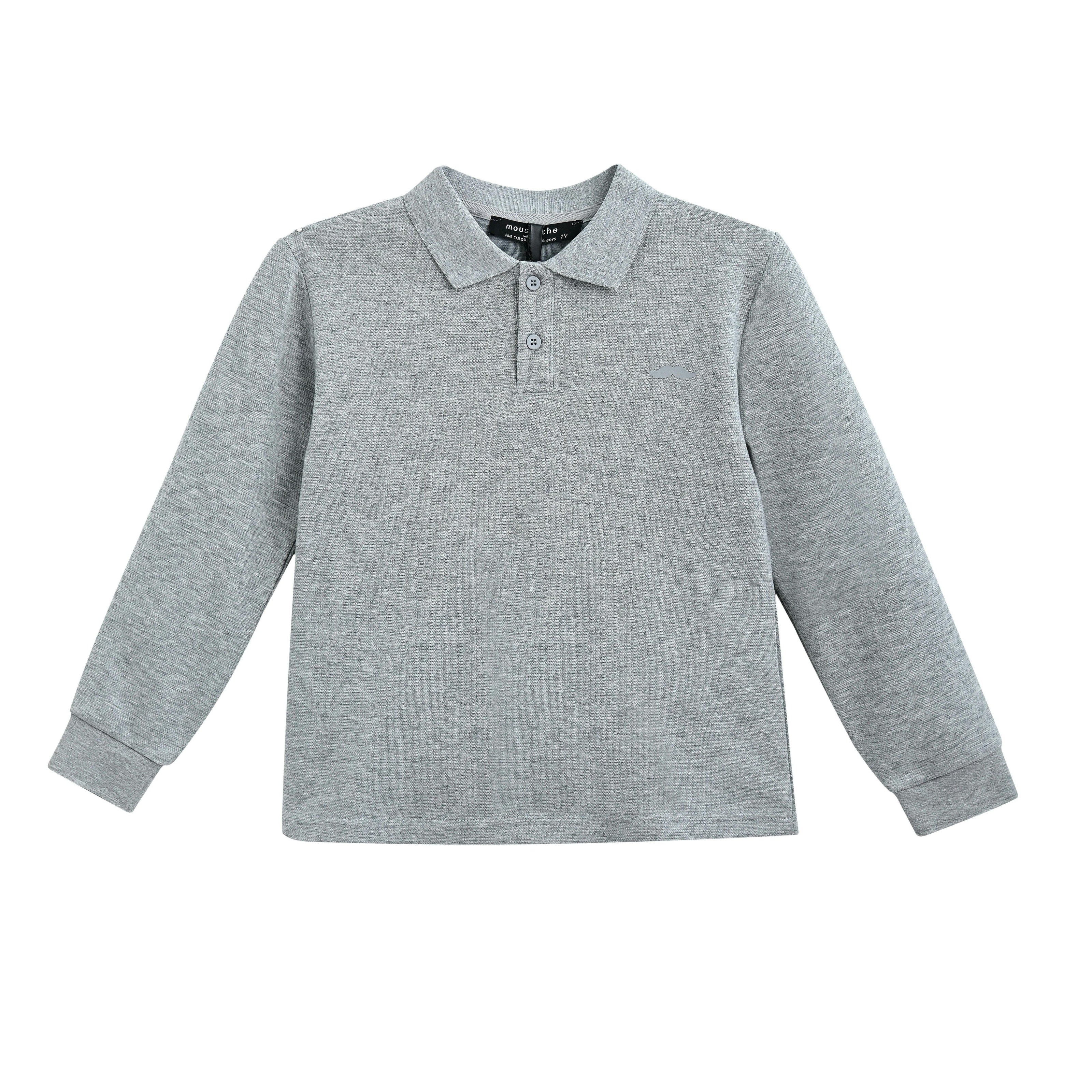 Gray Long-Sleeve Polo Shirt