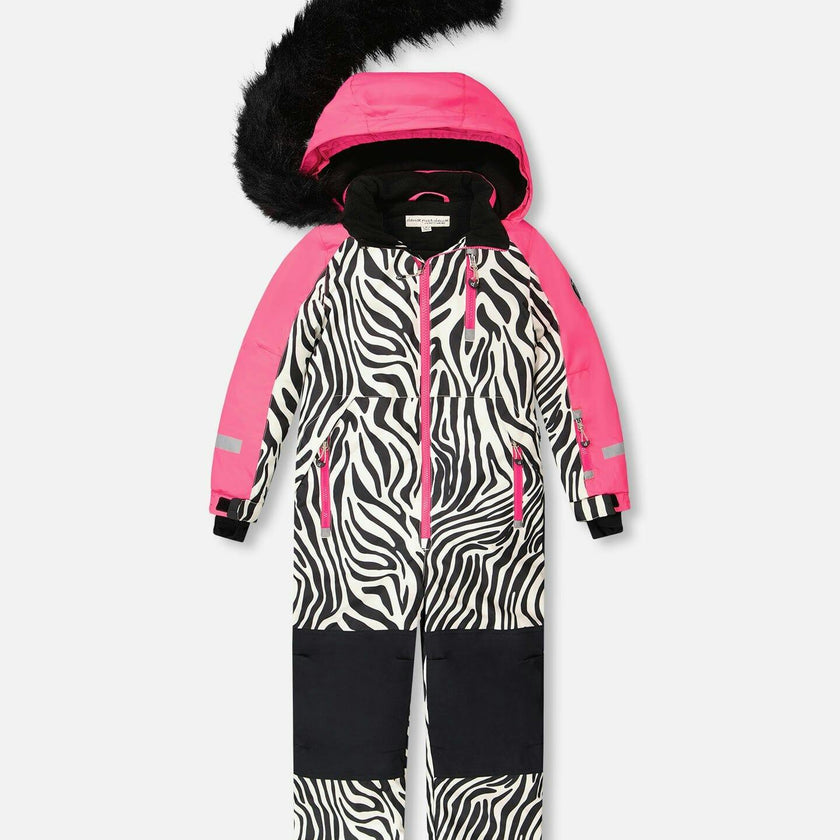 One-Piece Play Snowsuit Zebra Print