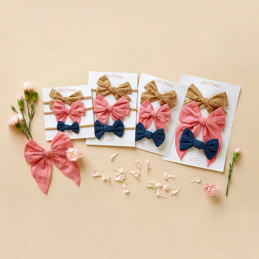 The Olivia Three Bow Mini Headband Set