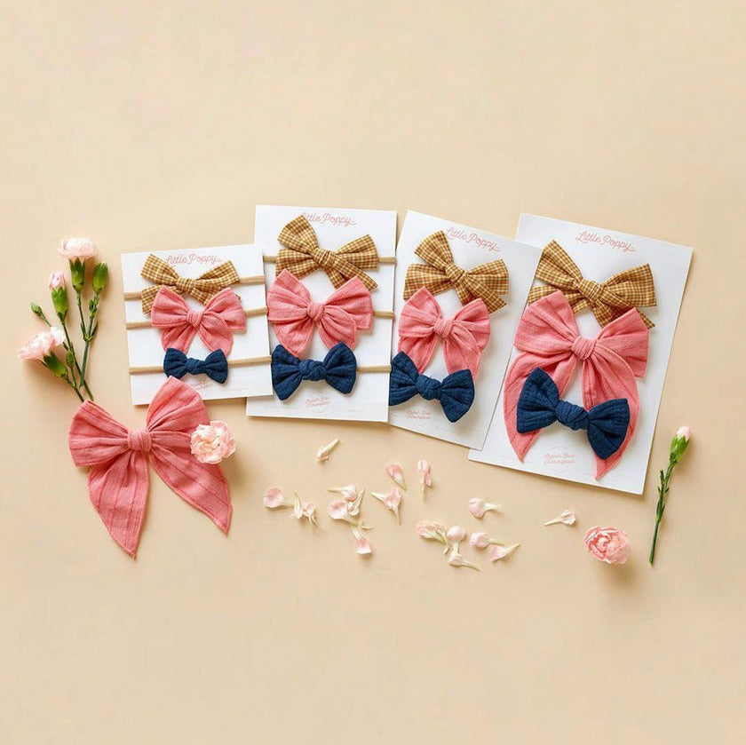 The Olivia Three Bow Mini Headband Set