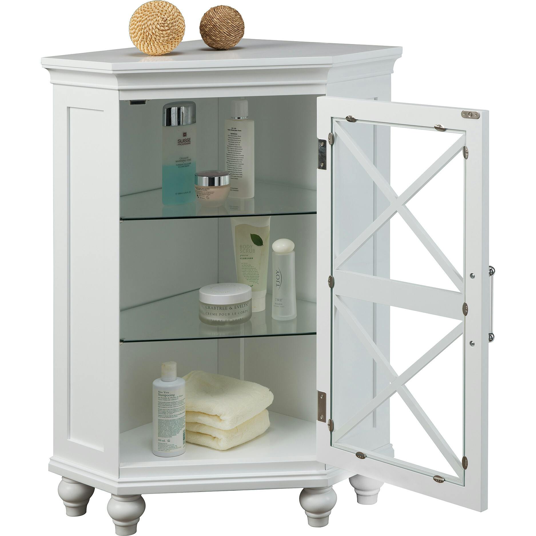 Blue Ridge Corner Wooden Floor Cabinet with Adjustable Shelves