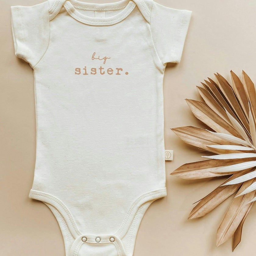 Big Sister Clay Organic Cotton Short Sleeve Baby Bodysuit