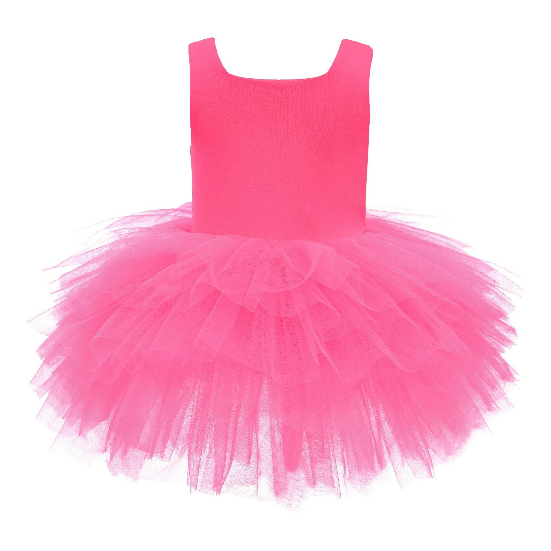 Pink Neon Solid Tutu Dress