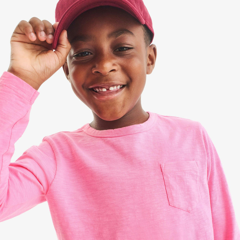 Kids long sleeve slub pocket tee