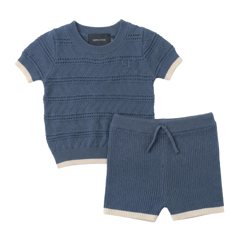 Textured Knit Shorts Set