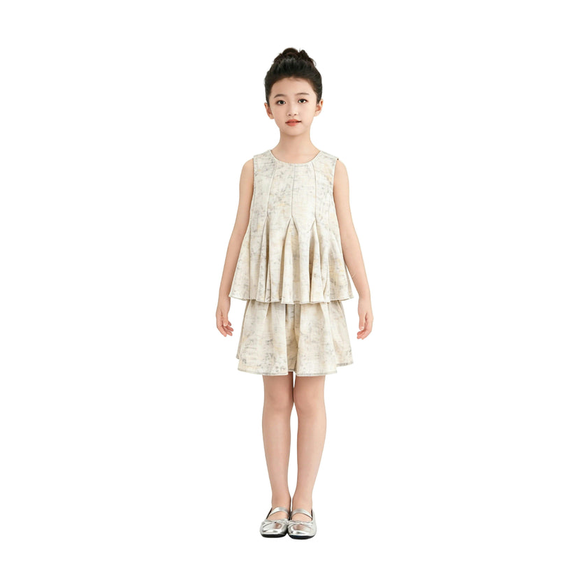 Marble Pleated Two-Piece Set