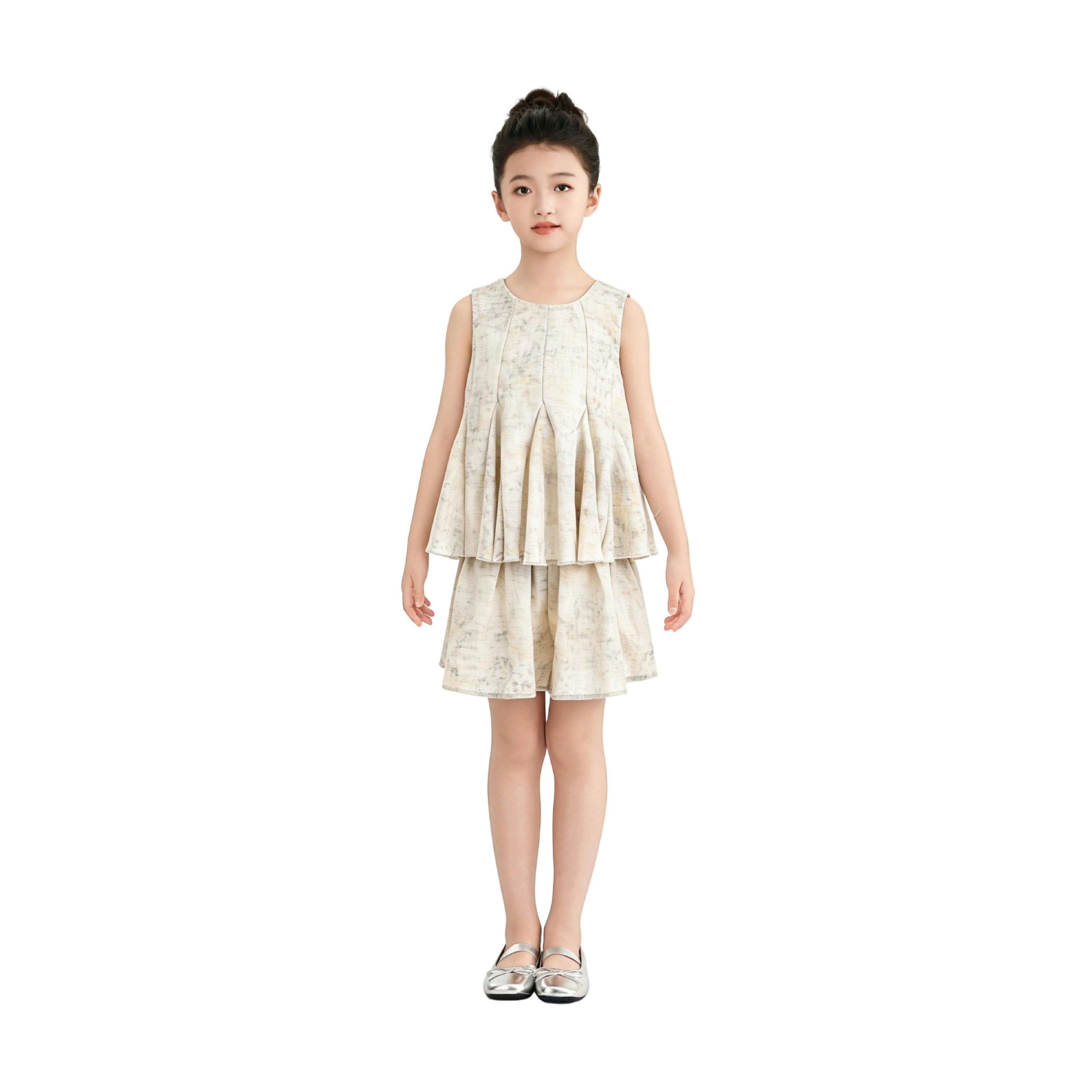 Marble Pleated Two-Piece Set