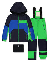 Two Piece Play Snowsuit Royal Blue And Green Colorblock