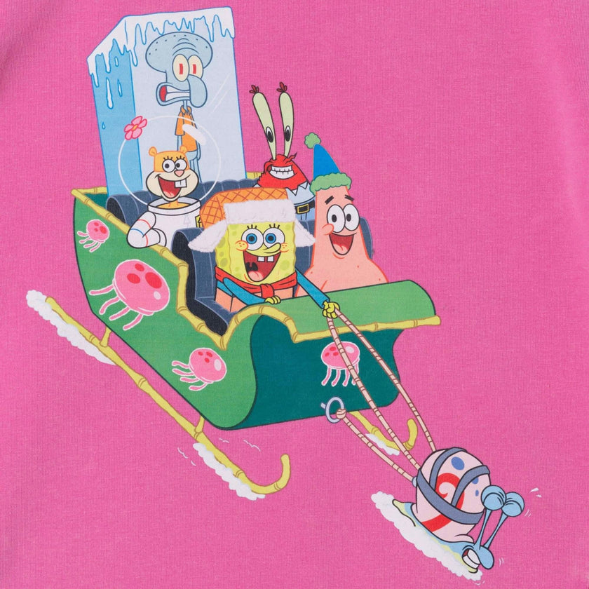 SpongeBob SquarePants™ x Andy & Evan® | Kids Krabby Patty Sleigh Ride Tee | Pink