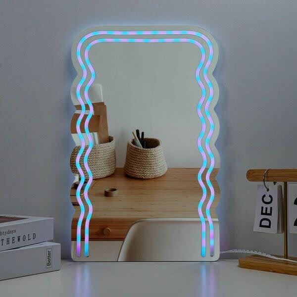 Neon LED Wave Mirror With Remote