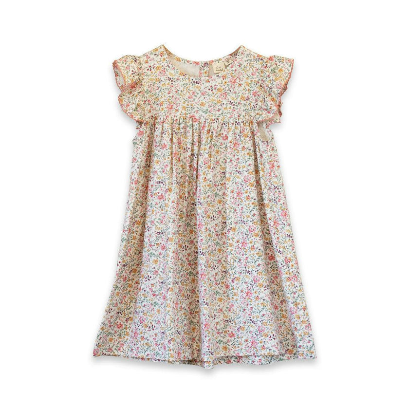 Girls Hannah Dress with Flutter Sleeves | Peach Meadow