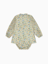 Beige Floral Raya Baby Girl Hand-Smocked Set