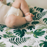 Cotton Muslin Changing Pad Cover - Tropical Leaf