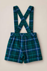 Boys Charles Suspender Shorts in Emerald Plaid