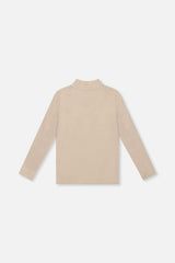 Brushed Rib Mock Neck Top Beige