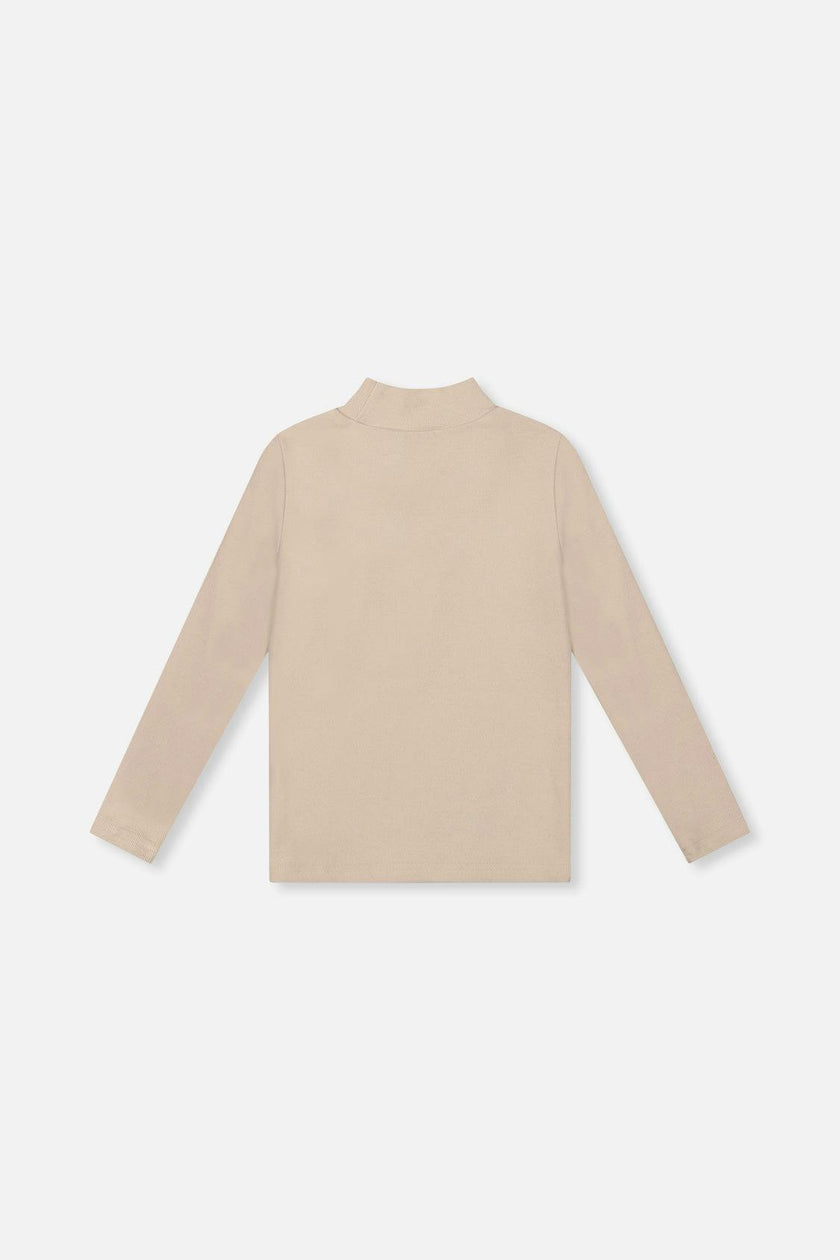 Brushed Rib Mock Neck Top Beige