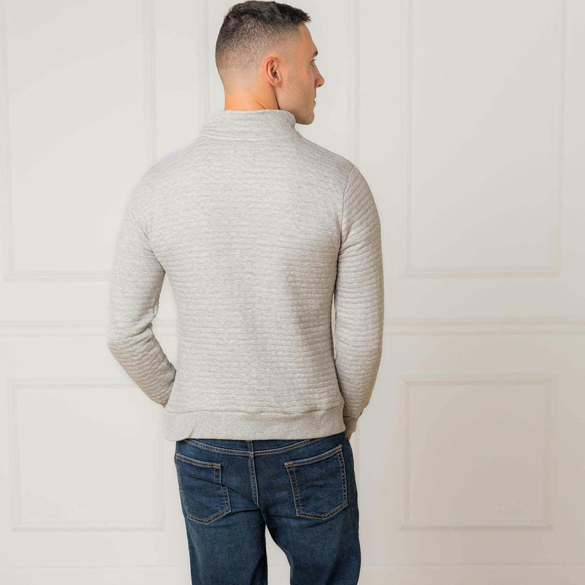 Men's Quilted Half Zip Pullover, Grey