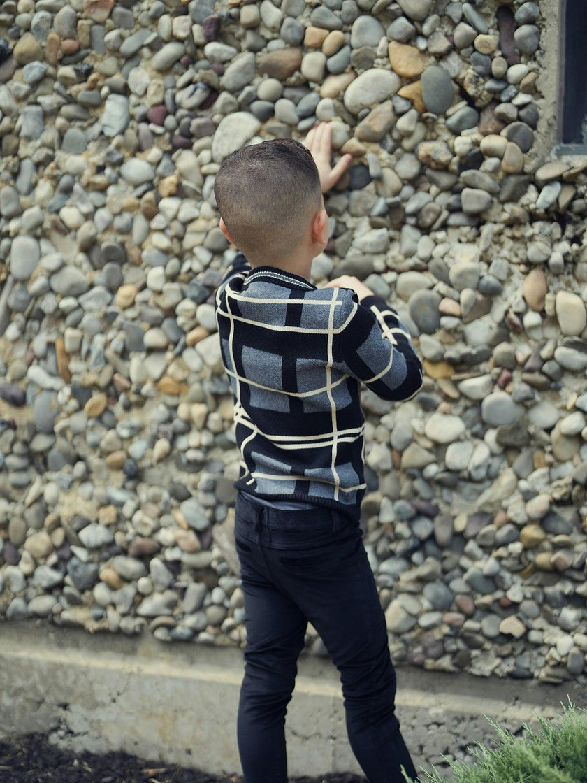 Preppy Plaid Wide Round Neck Relaxed Fit Sweater