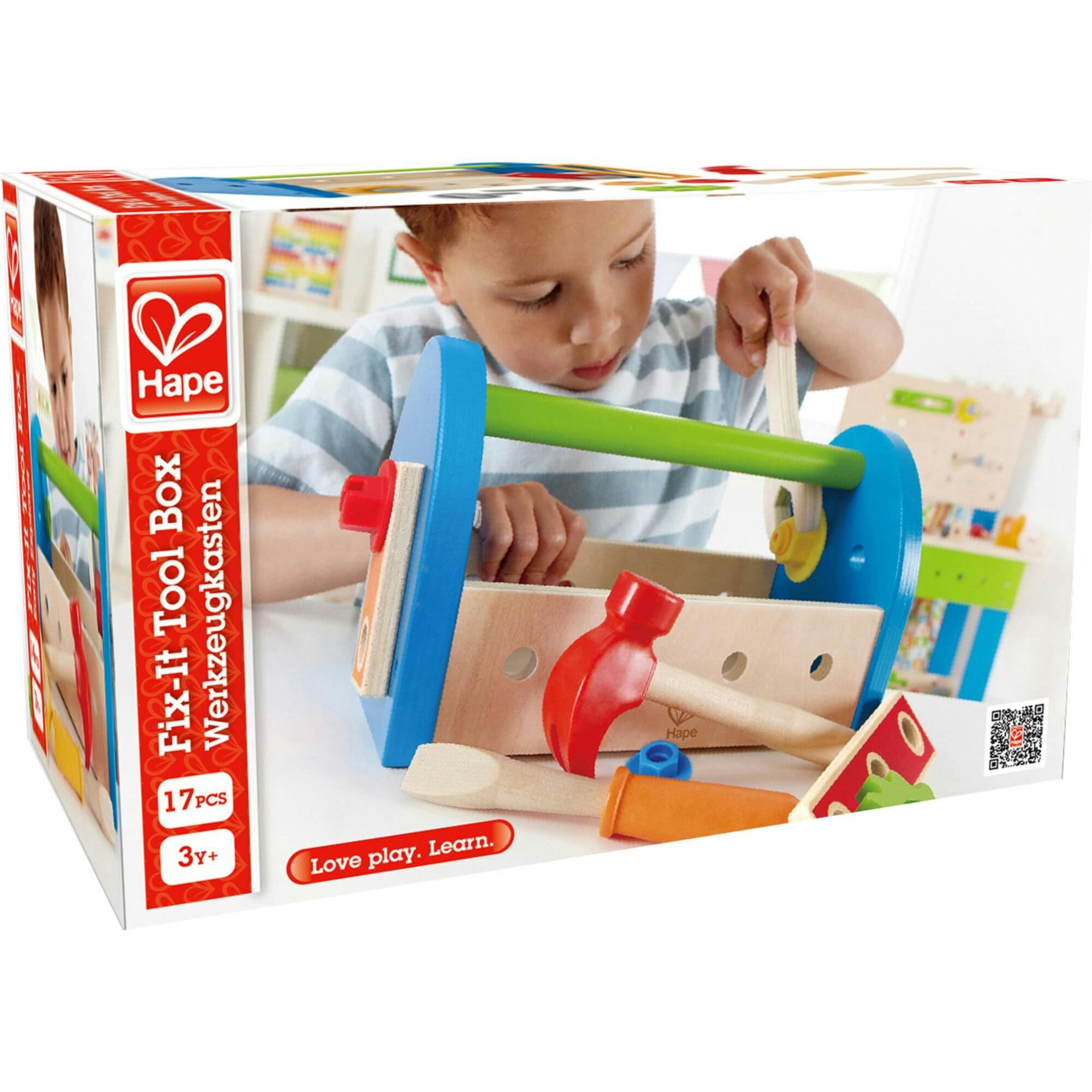 Fix It Kid's Wooden Tool Box Play Set W/ Accessories