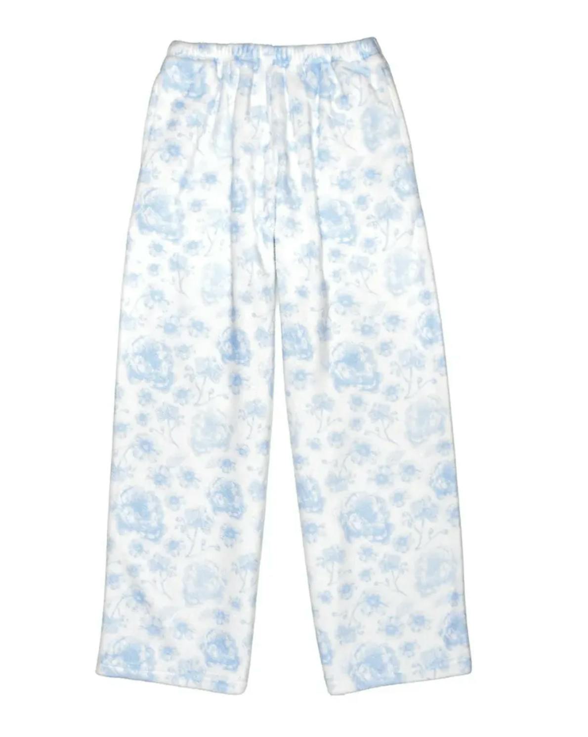 Beautiful Blue Toile Plush Pants