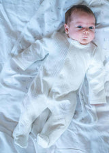 White Quilted Pima Cotton Baby One-Piece Pajamas