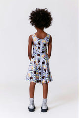 Girls Hi-Shine Skater Dress in Rainbow Ice Cream Saucers
