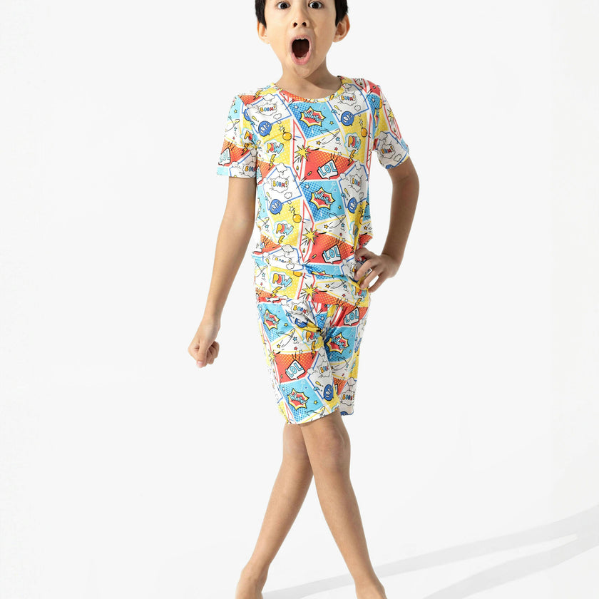 Comic Hero Bamboo Kids Pajama Short Set