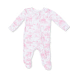 Golf Toile Pink - 2 Way Ruffle Back Zipper Footie