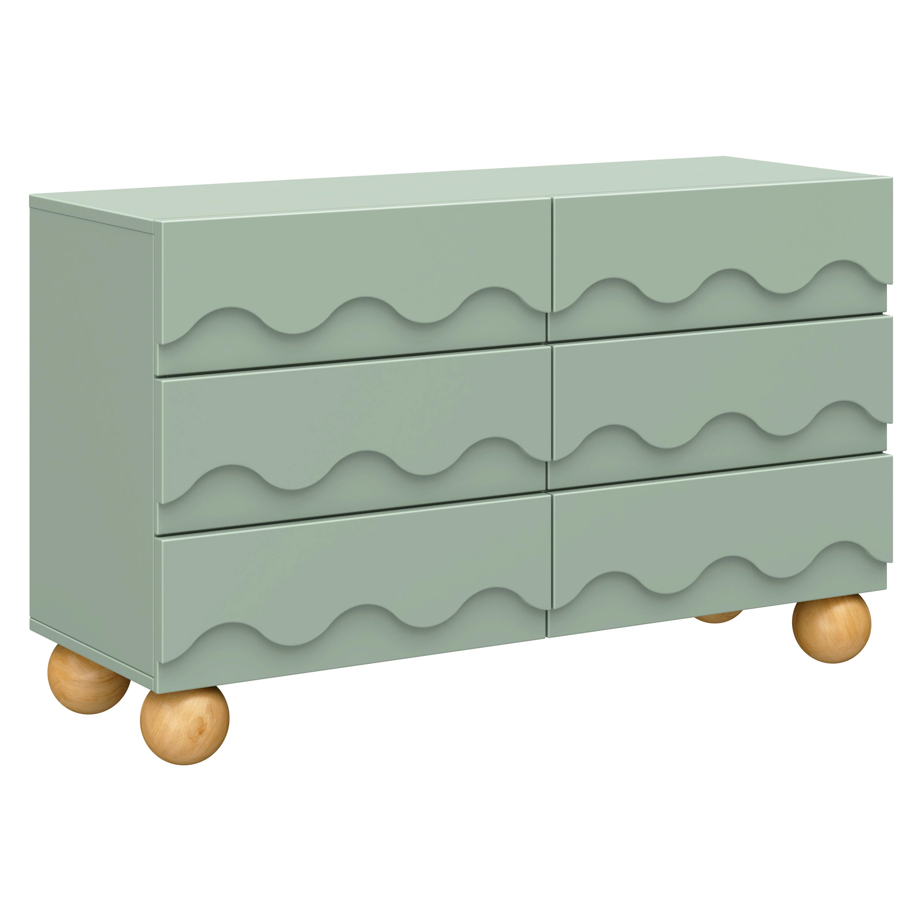 Lido Wave 6-Drawer Wide Assembled Dresser (56
