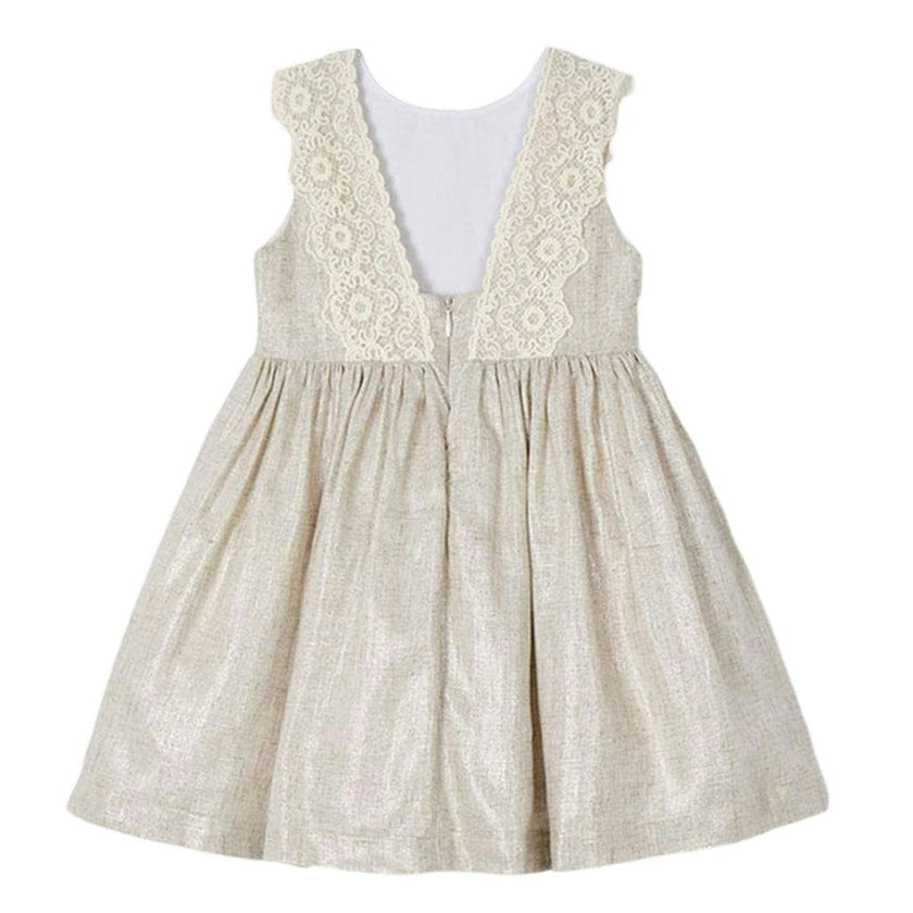 Linen Ornamental Sleeveless Dress