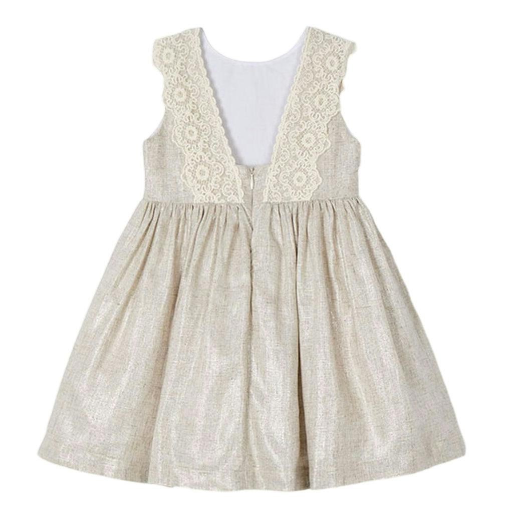 Linen Ornamental Sleeveless Dress