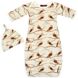 Owl Bamboo Newborn Gown & Hat Set