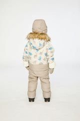 Baby Snug One Piece Snowsuit Adapted For Car Seats Blue Dinosaur Print