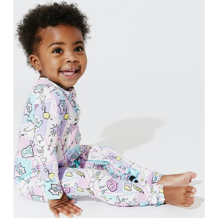Comic Purple Bamboo Convertible Footie