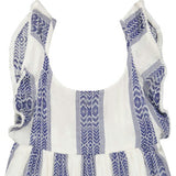 Daphne Girl's Flutter Sleeve Dress Navy Stripe, Blue