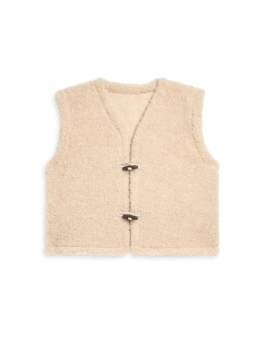 merino wool vest - almond