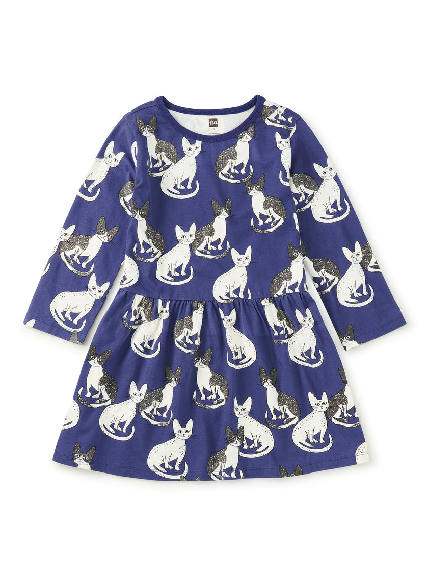Long Sleeve Skirted Dress, Cornish Rex Cats