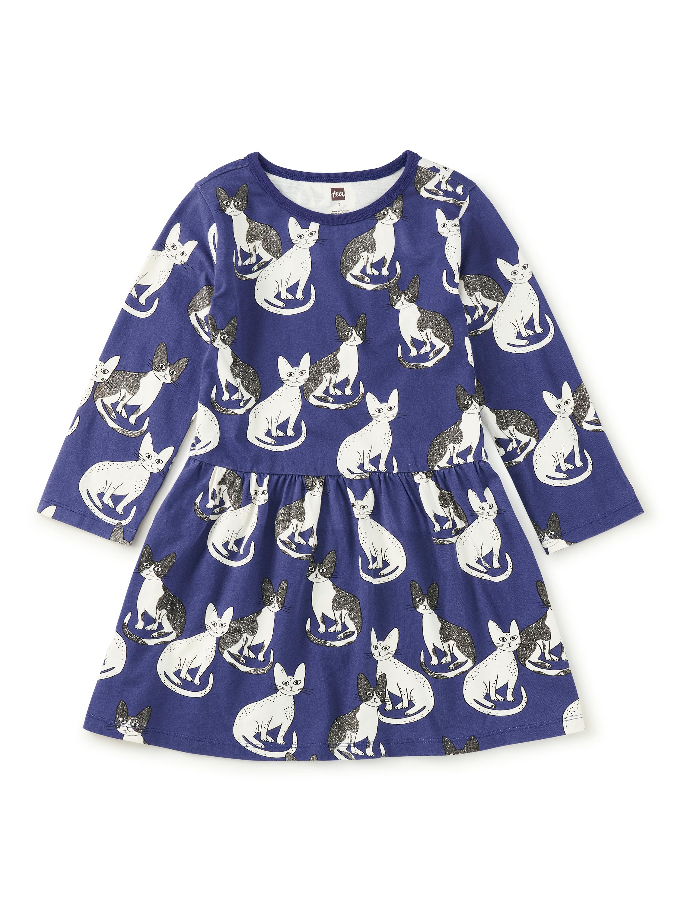 Long Sleeve Skirted Dress, Cornish Rex Cats