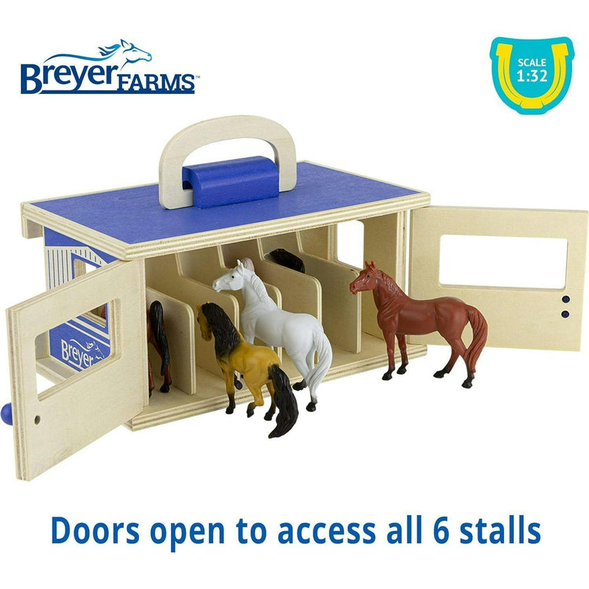 Breyer Horses - Breyer Farms 1:32 Scale Wooden Stable Playset w/  6 Horses